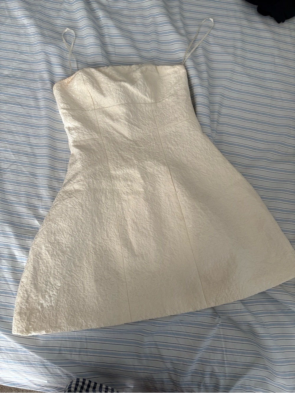 Ivory Textured Strapless Dress